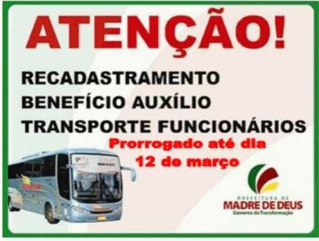 Prorrogado o prazo de recadastramento do benefício auxílio transporte