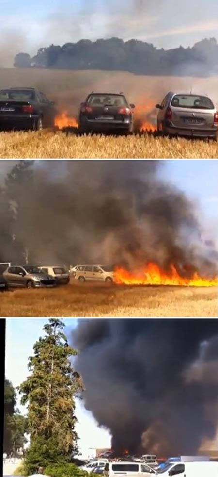 Carros queimados durante churrasco | FOTO: Reprodução |