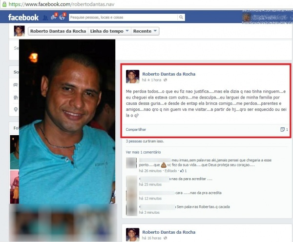 Homem mata ex-namorada e confessa em postagem no Facebook