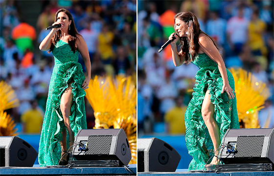 Cantora baiana se apresentou no Maracanã, antes de Alemanha x Argentina. Shakira e Gisele Bündchen também chamaram a atenção | FOTO: Reprodução |