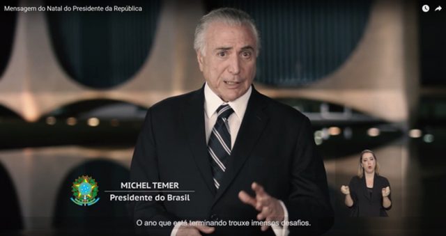 O presidente Michel Temer, durante pronunciamento de Natal na TV (Foto: Reprodução)