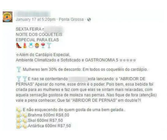 Pizzaria lança drink para mulheres chamado 'Abridor de Pernas' e cria polêmica