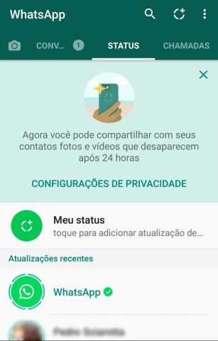 WhatsApp retoma ‘status antigo’, mas mantém imagens que somem em versão de testes