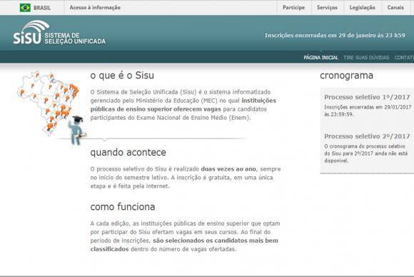 Termina hoje o prazo de inscrição no Sisu