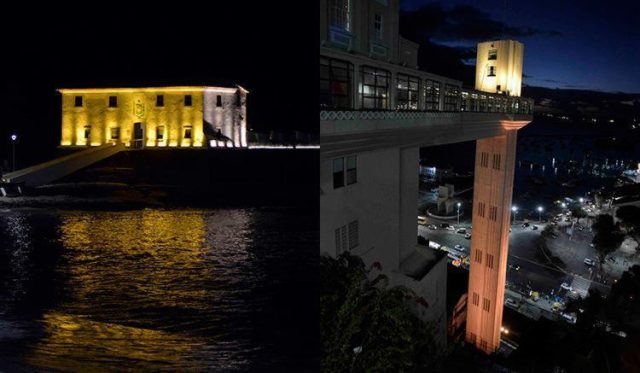 Fortes e Elevador Lacerda são iluminados em campanha de prevenção ao suicídio