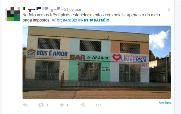 Internautas criticam imunidade de impostos concedida às igrejas (Foto: Reprodução/Twitter)