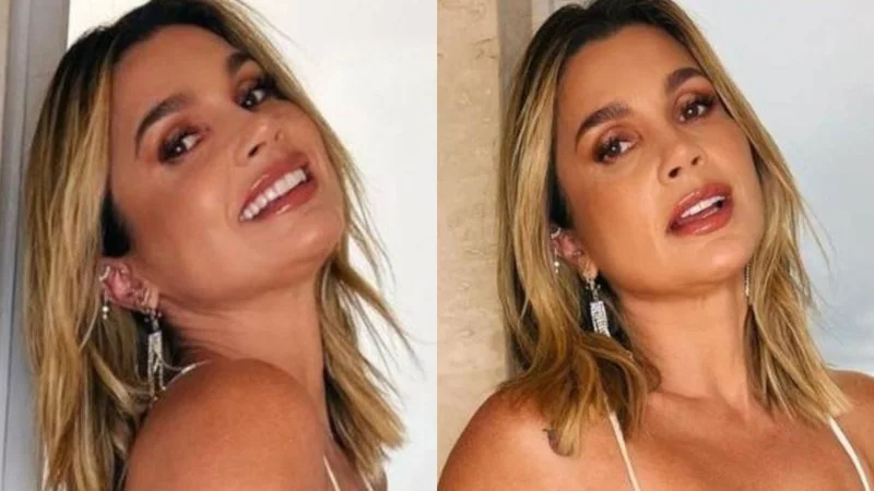 Flávia Alessandra quase deixa seios escaparem em vestido decotado e fãs babam: "Mulherão"