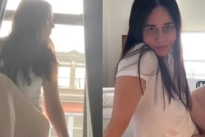 Alessandra Negrini posta vídeo só de calcinha em janela, e mostra curvas