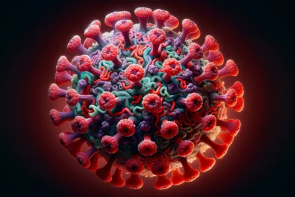 Ilustração de um vírus da gripe.