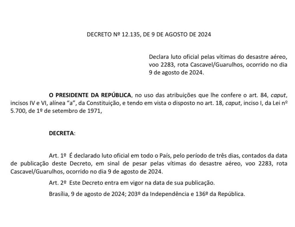 Tragédia em Vinhedo: Presidente decreta luto oficial de três dias