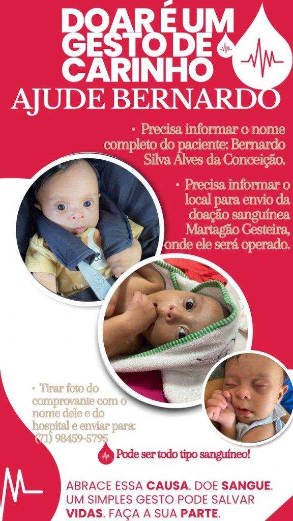 Ajude família de bebê de 4 meses doando sangue. Como colaborar.