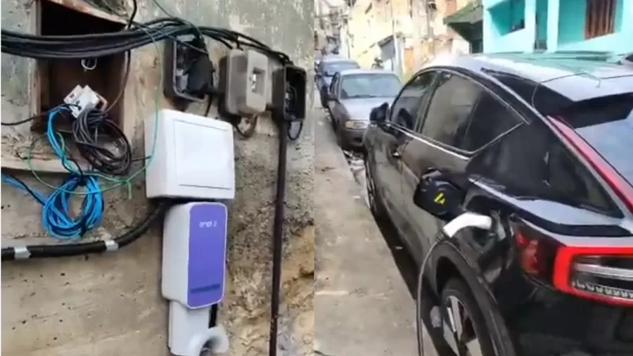 Criminosos ligam carros elétricos na rede elétrica clandestinamente no RJ