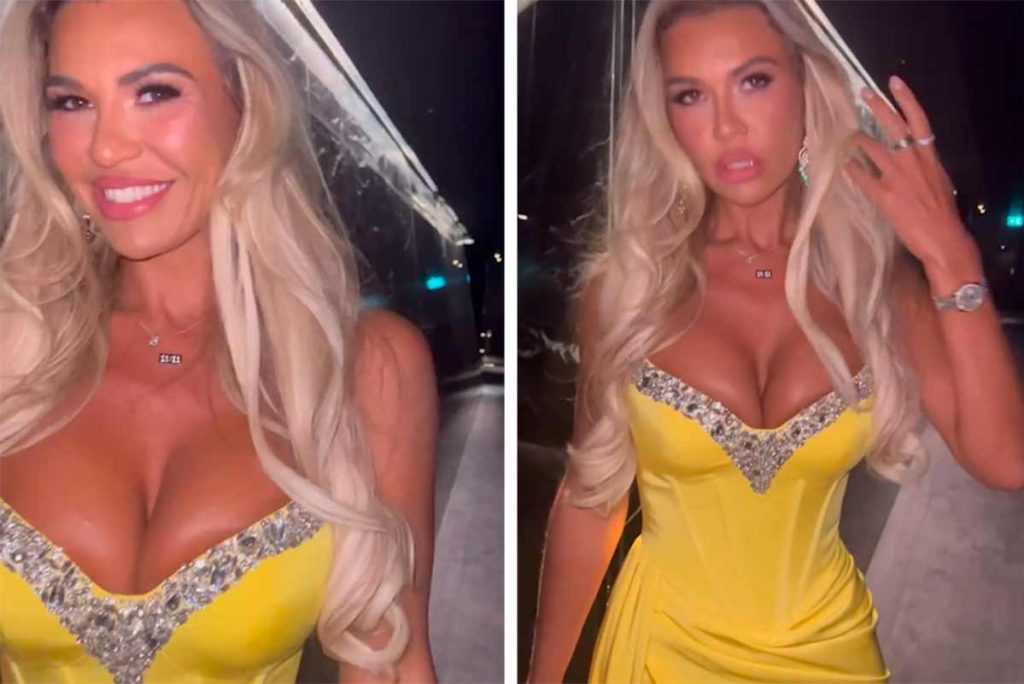 Christine McGuinness impressiona em vestido amarelo glamouroso revelador